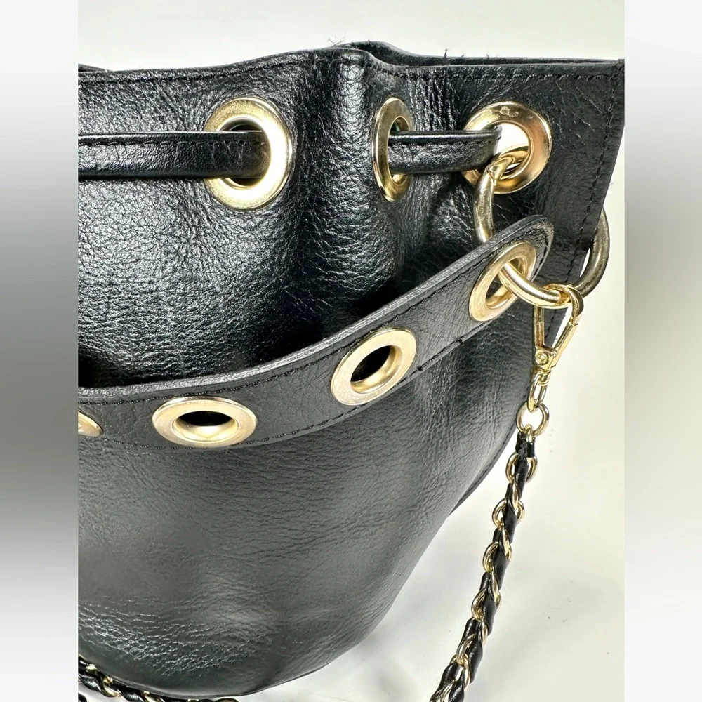 HOUSE OF HARLOW Original 1960 100% Leather Bucket Crossbody Drawstring Bag